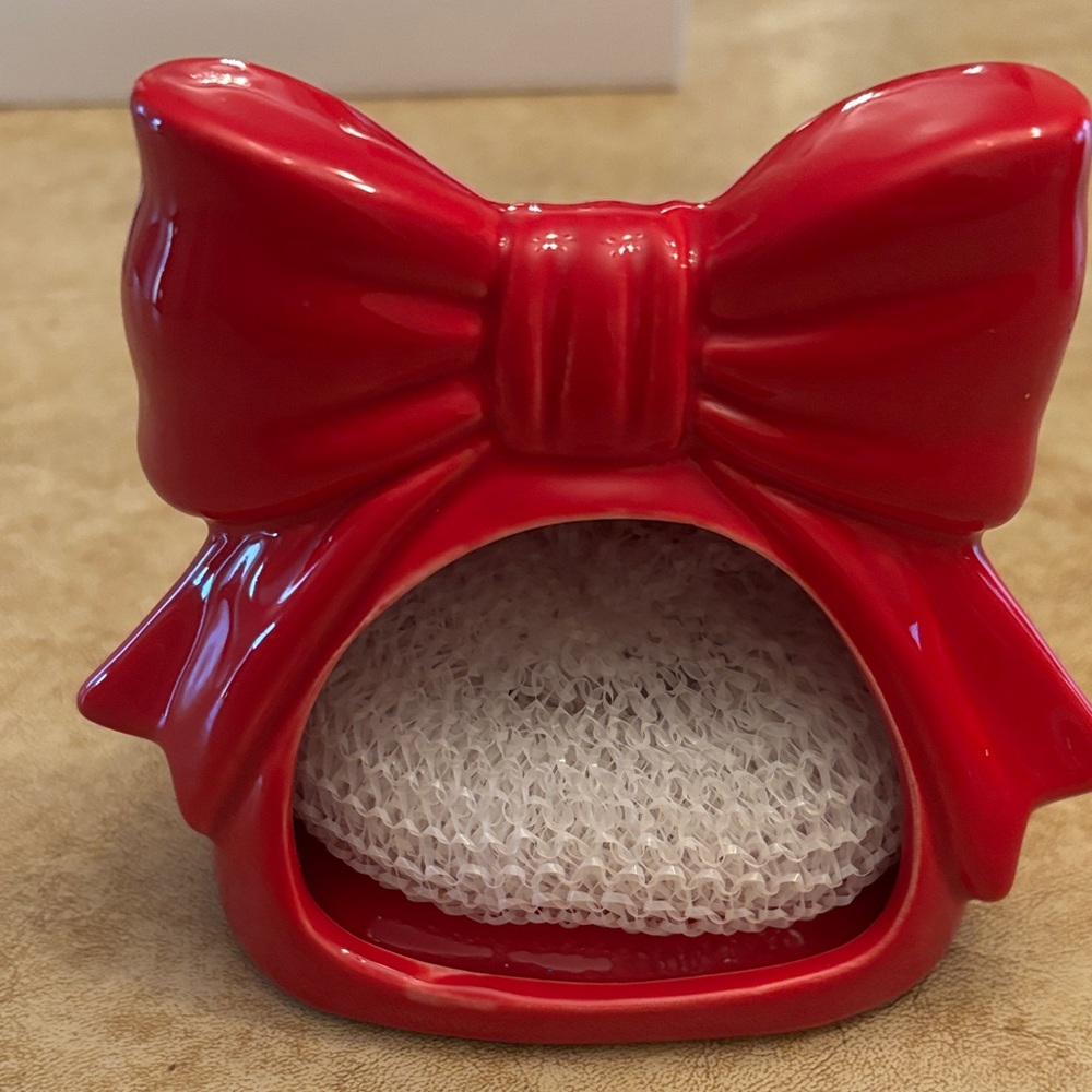 Dish Scrubber holder Bow with scrubber New